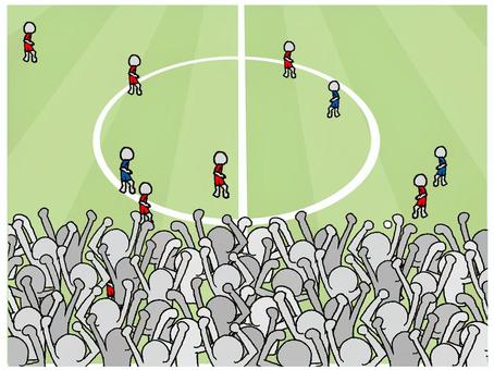 サッカー観戦 サッカー,観戦,会場,選手,ファン,シルエット,騒ぐ,応援,イメージ,お知らせ用のイラスト素材