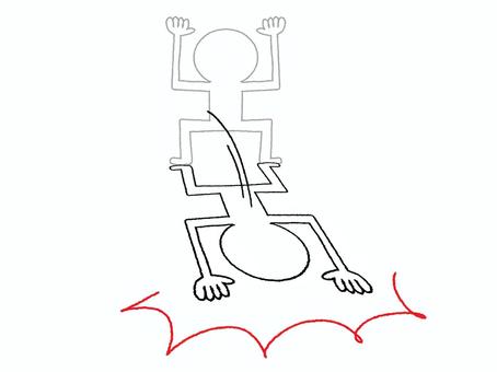 倒れる シルエット,転倒,倒れる,貧血,体調不良,ショック,お知らせ用,宣伝用,pop調,手描きのイラスト素材