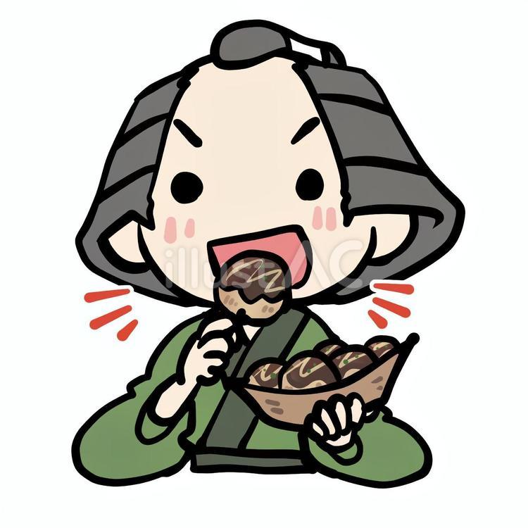 たこ焼きを食べる町民 町民,たこやき,食べるのイラスト素材