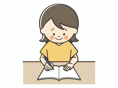 勉強をする若い女性 勉強,宿題,学習,テスト勉強,テスト,学ぶ,課題,塾,学習塾,自主勉強のイラスト素材