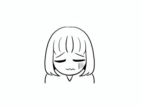 落ち込む女性線画 落ち込む女性線画 人物,女性,手描き,線画,黒,悩み,体調不良,疲れ,苦しい,悲しいのイラスト素材