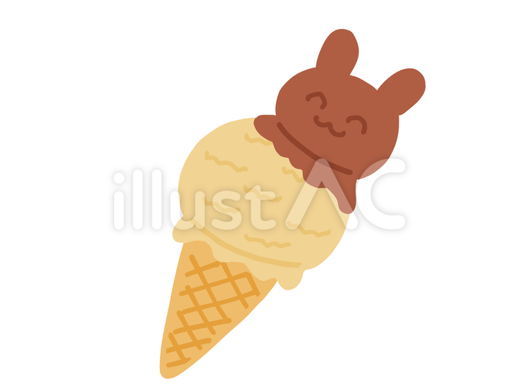 うさぎのアイス　モカコーヒーとチョコ アイス,アイスクリーム,コーンのイラスト素材