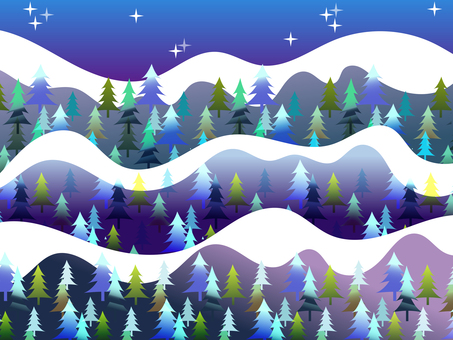 冬　山　雪 冬,背景,壁紙,山,雪,木,森,林,針葉樹,寒いのイラスト素材