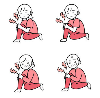 シンプル膝痛い人セット（p） シンプル,膝,痛い,痛み,女,男,人,おじさん,おばさん,おじいちゃんのイラスト素材