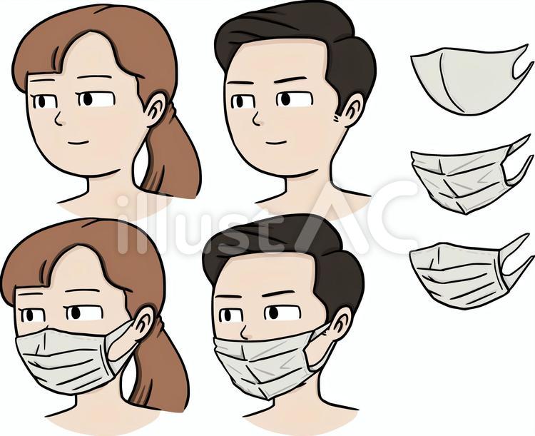 マスクを着けてください マスク,男性,女性のイラスト素材