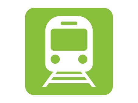 四角入り電車イラスト（黄緑） 電車,アイコン,駅,鉄道,線路,乗り物,公共交通機関,私鉄,地下鉄,施設のイラスト素材