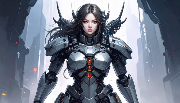 未来的な衣装を着たサイボーグ女子02