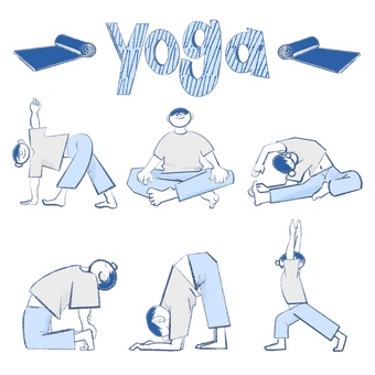 ヨガ ヨガ,ストレッチ,インド,リラックス,柔軟,男性,健康,運動,呼吸のイラスト素材