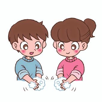 手洗い　イラスト 手描き,手洗い,風邪予防,感染予防,ノロウイルス,きれい,清潔,衛生,健康,水のイラスト素材