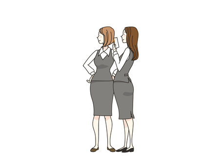 OL オフィスレディー,ol,女子,二人,立ち話,制服のイラスト素材