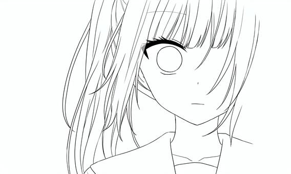 線画/女の子 線画,塗り絵,女の子,人物,キャラクター,制服,セーラー服,萌え系,かわいい,透過のイラスト素材