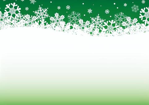 美しい雪の結晶と緑色の背景素材