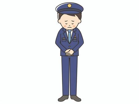 謝罪する男性警察官 謝罪,謝る,警察官,ごめん,ごめんなさい,お詫び,申し訳ございません,お願い,トラブル,アクシデントのイラスト素材