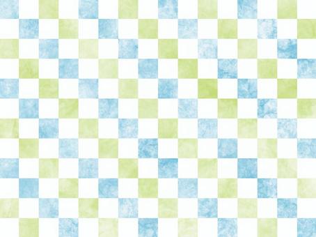 爽やかなブルーとグリーンの市松模様背景 ブルー,グリーン,和柄,背景,テクスチャ,水彩,かわいい,和紙,市松,壁紙のイラスト素材