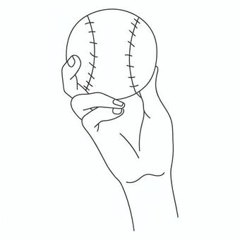 野球ボールを持つ 手,指,ボール,握る,片手,手元,動作,投げる準備,球技,集中のイラスト素材