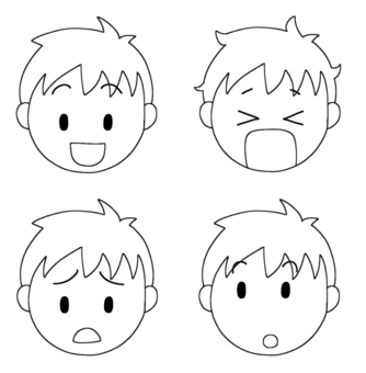 Face line drawing (boy), , JPG and PNG