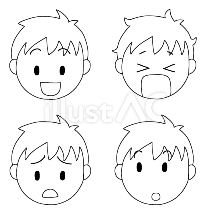 顔　線画（男の子） 顔,男の子,子供のイラスト素材