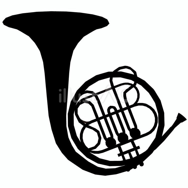 ホルンの白黒シルエットイラストイラスト No 23953791｜無料イラスト・フリー素材なら「イラストAC」