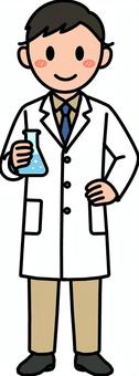 茶色の科学者の男性です。 科学者,シンプル,白衣,実験,ラボ,フラスコ,化学,科学,発明,論文のイラスト素材