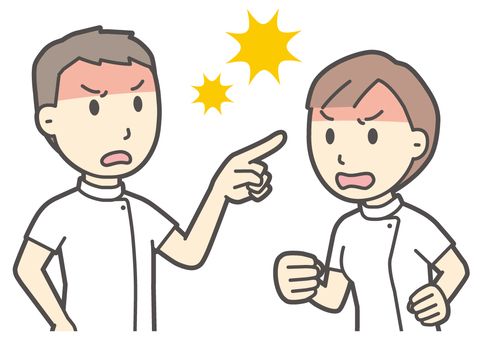  理学療法士の男女-023-バスト 喧嘩,理学療法士,男女,医療,病院,クリニック,整体師,柔道整復師,鍼灸師,人物のイラスト素材