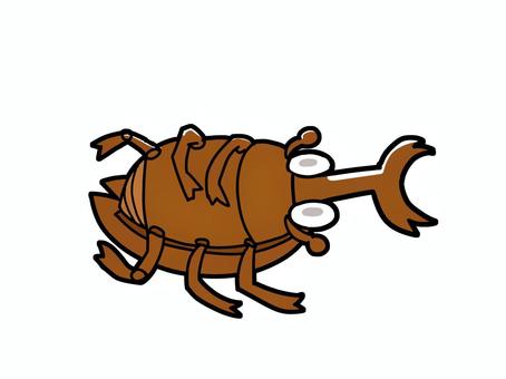 死んでるカブトムシくん カブトムシ,死んでる,倒れる,落ちる,死,白目,茶色,ゆるい,キャラ,昆虫のイラスト素材