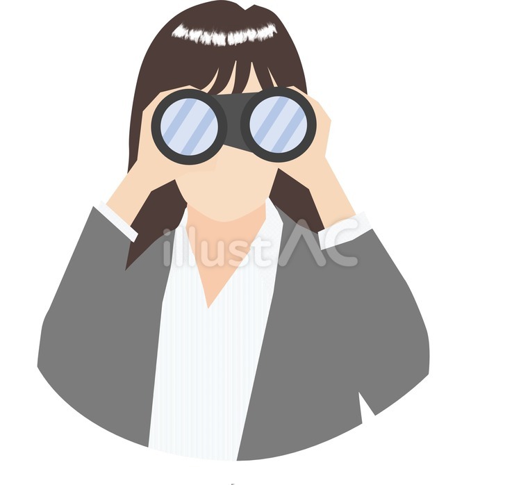 「探すビジネスウーマン」のアイコン 探す,検索,女性のイラスト素材