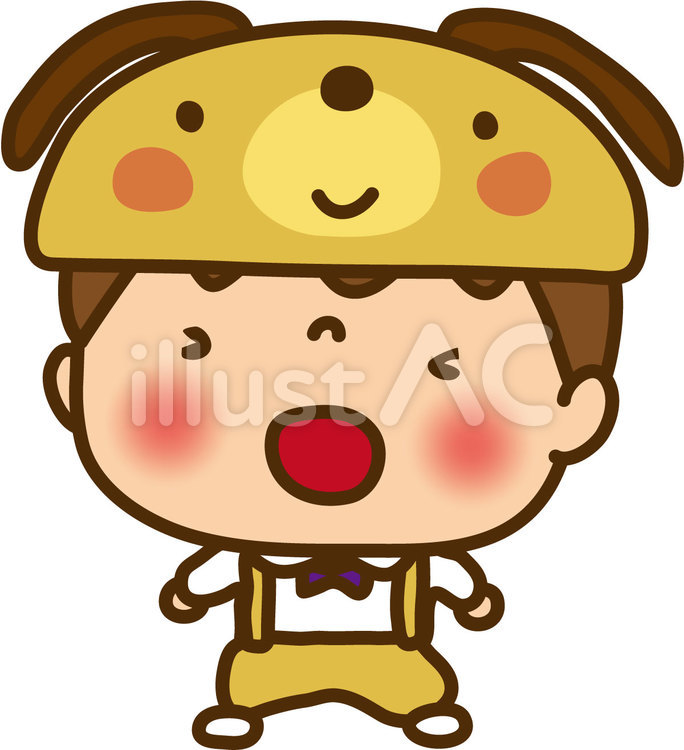 男の子いぬの衣装 男の子,犬,被り物のイラスト素材