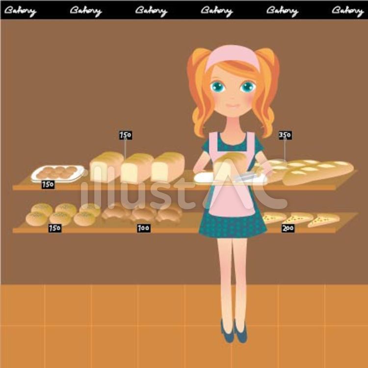 bread store 女の子,可愛い,エプロンのイラスト素材