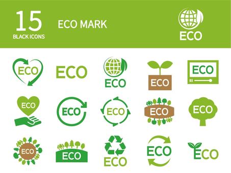 eco mark icon set, eco, medio ambiente, global, JPG and PNG