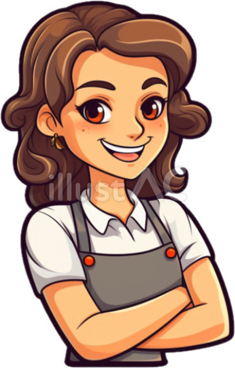 エプロンを着ている女性 女性,エプロン,料理のイラスト素材