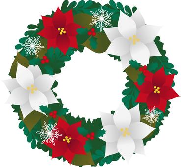 ポインセチアのクリスマスリース・赤＆白
