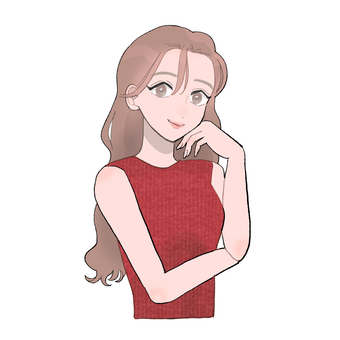 ロングヘア美女 美女,美人,人,女,ノースリーブ,ロングヘア,パーマヘア,にっこり,ポーズ,スタイルがいいのイラスト素材
