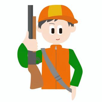 若い猟師さん(正面)のイラスト 猟師,狩猟,銃,ハンター,狩り,駆除,人,若者,男の人,男のイラスト素材
