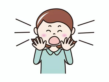 30代女性(叫ぶ） 人物,女性,主婦,叫ぶ,大声を出す,応援している,がんばれーのイラスト素材