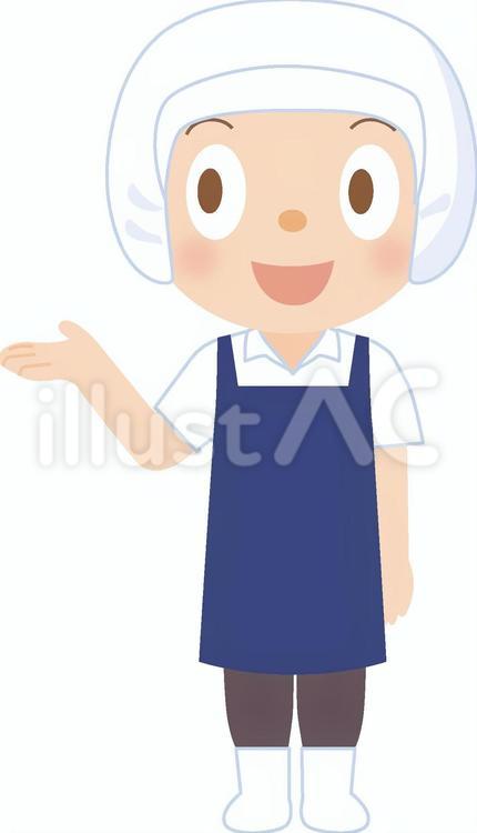食品工場の人の案内 食品工場,案内,あいさつのイラスト素材
