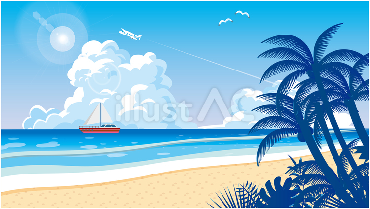 夏の南国背景 夏,海,ビーチのイラスト素材