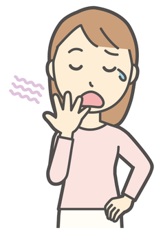  ロングヘア女性-106-バスト あくび,女性,女の子,人物,かわいい,眠い,不眠,退屈,暇,つまらないのイラスト素材