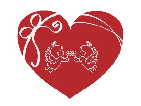 ハートと天使 ハート,天使,赤色のイラスト素材