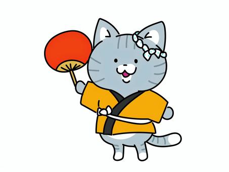 はっぴ姿のお祭り猫ちゃん はっぴ姿のお祭り猫ちゃん 猫,お祭り,はっぴのイラスト素材