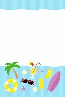 おしゃれな夏のポストカード、暑中見舞い 夏,背景,海,マリン,マリングッズ,ビーチ,暑中見舞い,暑中お見舞い,暑中見舞いはがき,はがきのイラスト素材