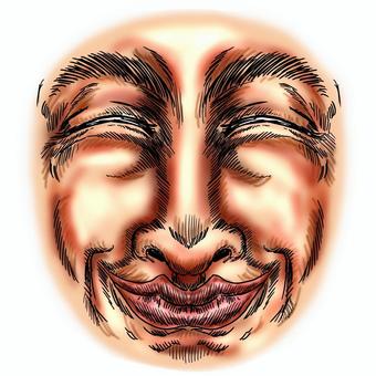 慈悲深い笑顔の表情パーツ 笑顔,笑う,微笑み,慈悲,慈愛,優しい,慈しみ,表情,感情,顔のイラスト素材
