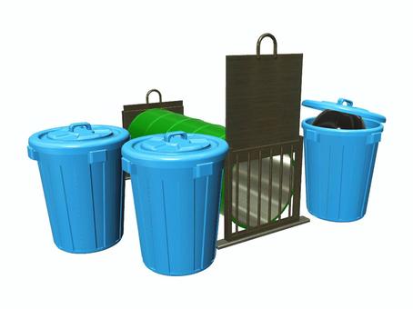 ゴミ置き場に罠　大型獣用ドラム式捕獲器 罠,ゴミ置き場,駆除,捕獲,ワナ,ドラム缶,危険,クマ,ゴミ,ごみ袋のイラスト素材