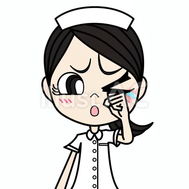 目をこする女性①/白衣 花粉症,目がかゆい,アレルギーのイラスト素材