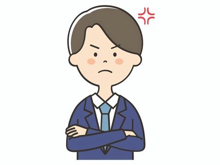 腕組みして怒るスーツの男性 腕組みして怒るスーツの男性 怒る,叱る,説教,イライラ,男性,不満,厳しい,ストレス,怒り,指導のイラスト素材