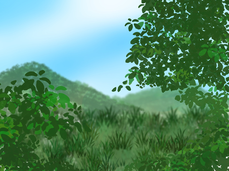 樹木と山のイラスト 樹木と山のイラスト 木,植物,山のイラスト素材