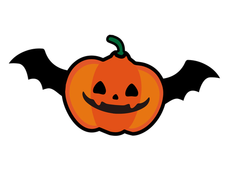 羽の生えたハロウィンかぼちゃ ハロウィン,かぼちゃ,羽,オレンジ,野菜,かわいいのイラスト素材