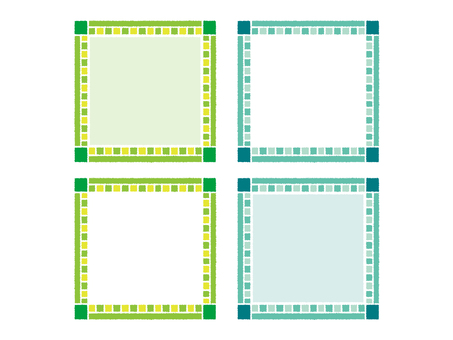 じわじわ線のタイル風フレームセット03 フレーム,囲み,枠,飾り枠,囲み枠,手描き,タイル,四角,背景枠,色々のイラスト素材