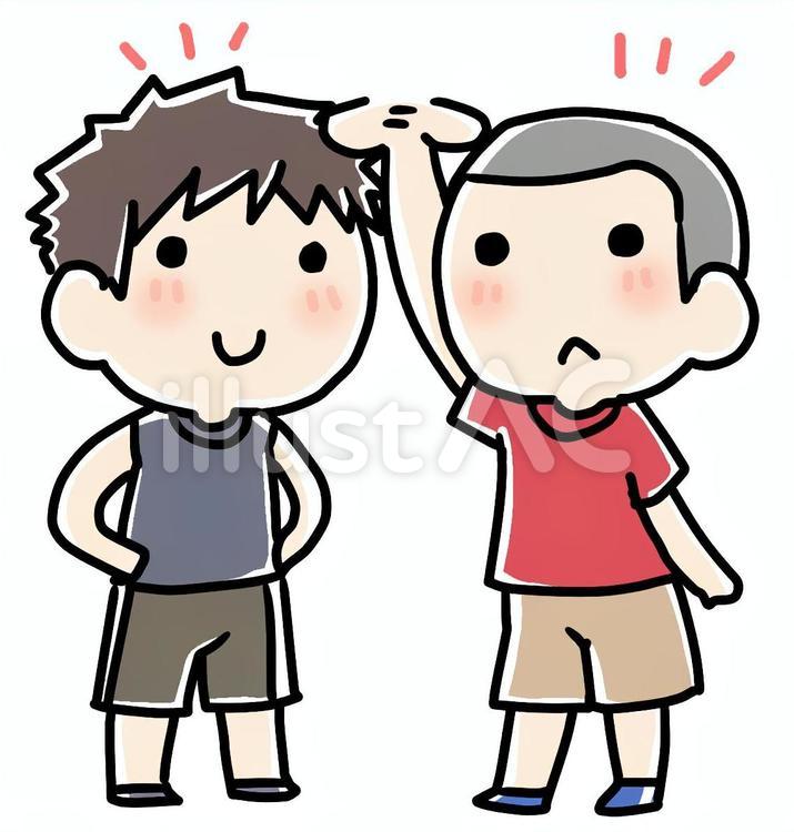 男の子同士の背比べ 男の子,背比べ,子どものイラスト素材