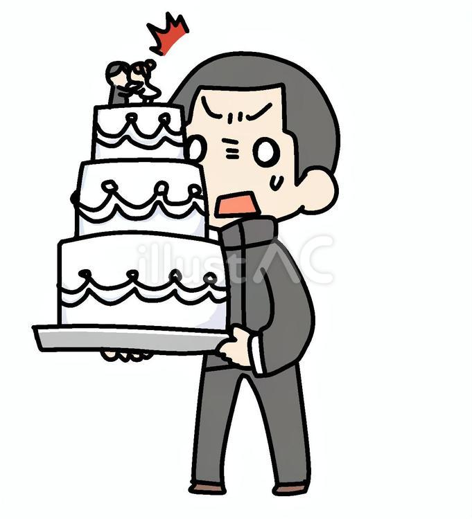 ケーキと驚く男子生徒 少年,ウェディングケーキ,驚くのイラスト素材