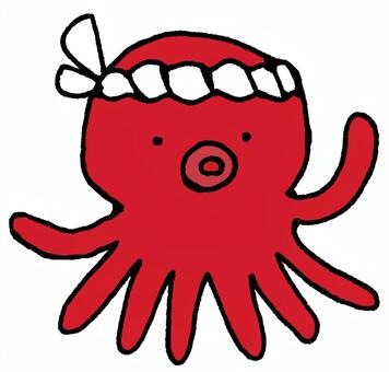 ねじり鉢巻きのたこ たこ,ねじり鉢巻き,はちまき,魚介類,水生生物,生き物,海,動物,たこ焼き,かわいいのイラスト素材